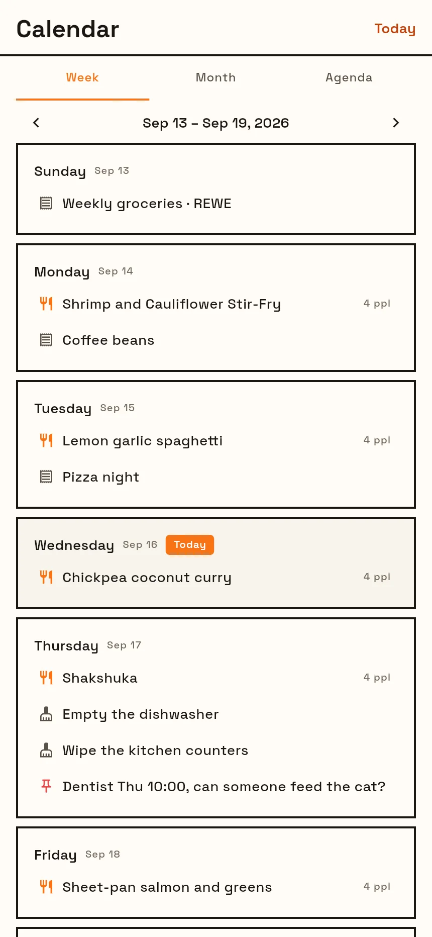 See the week as a household.