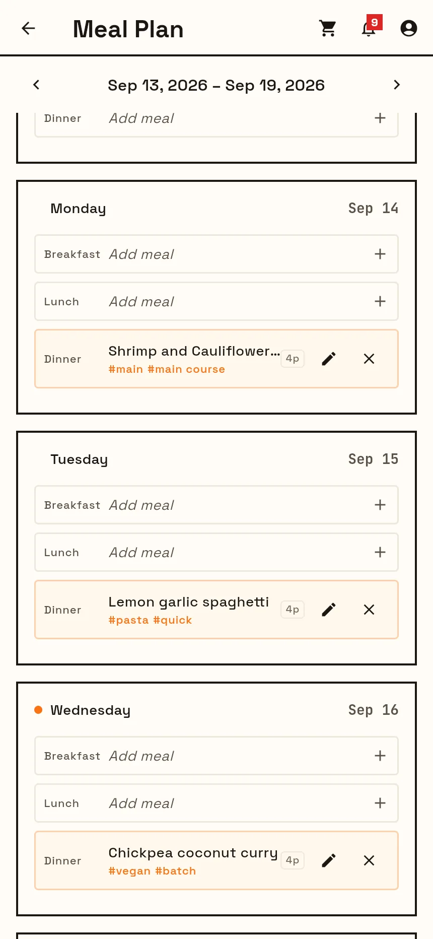 Plan dinner. Build the list.